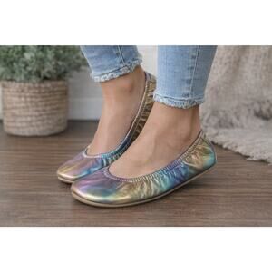 The Storehouse Flats Rainbow Metallic Leather Foldable Ballet Size 9 RARE